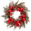 24" Red And Green Glittered Cedar With Balls And Cones Wreath 2 24" Red And Green Glittered Cedar With Balls And Cones Wreath -Finest Christmas Decoration 20prf uw 59205.1607260251