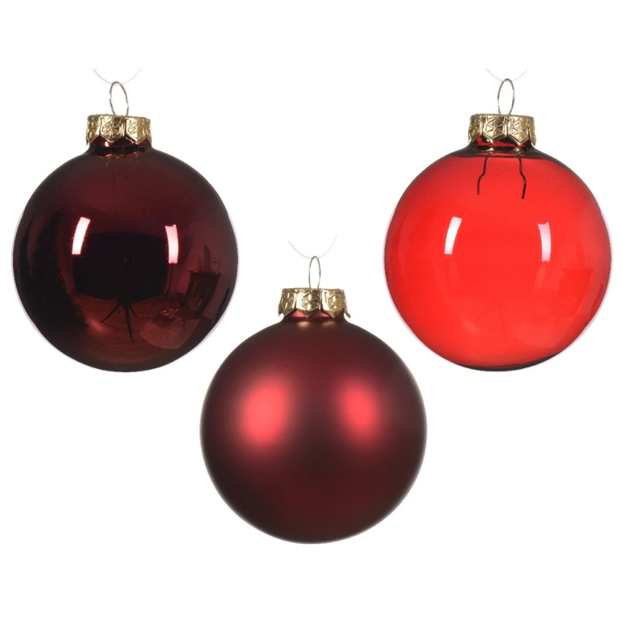 21 Piece Red Glass Ball Ornament Set 4 21 Piece Red Glass Ball Ornament Set - Image 2