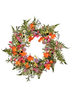 24" Summer Bloom With Bee Wreath