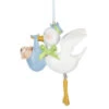 Stork W/Baby Boy Ornament