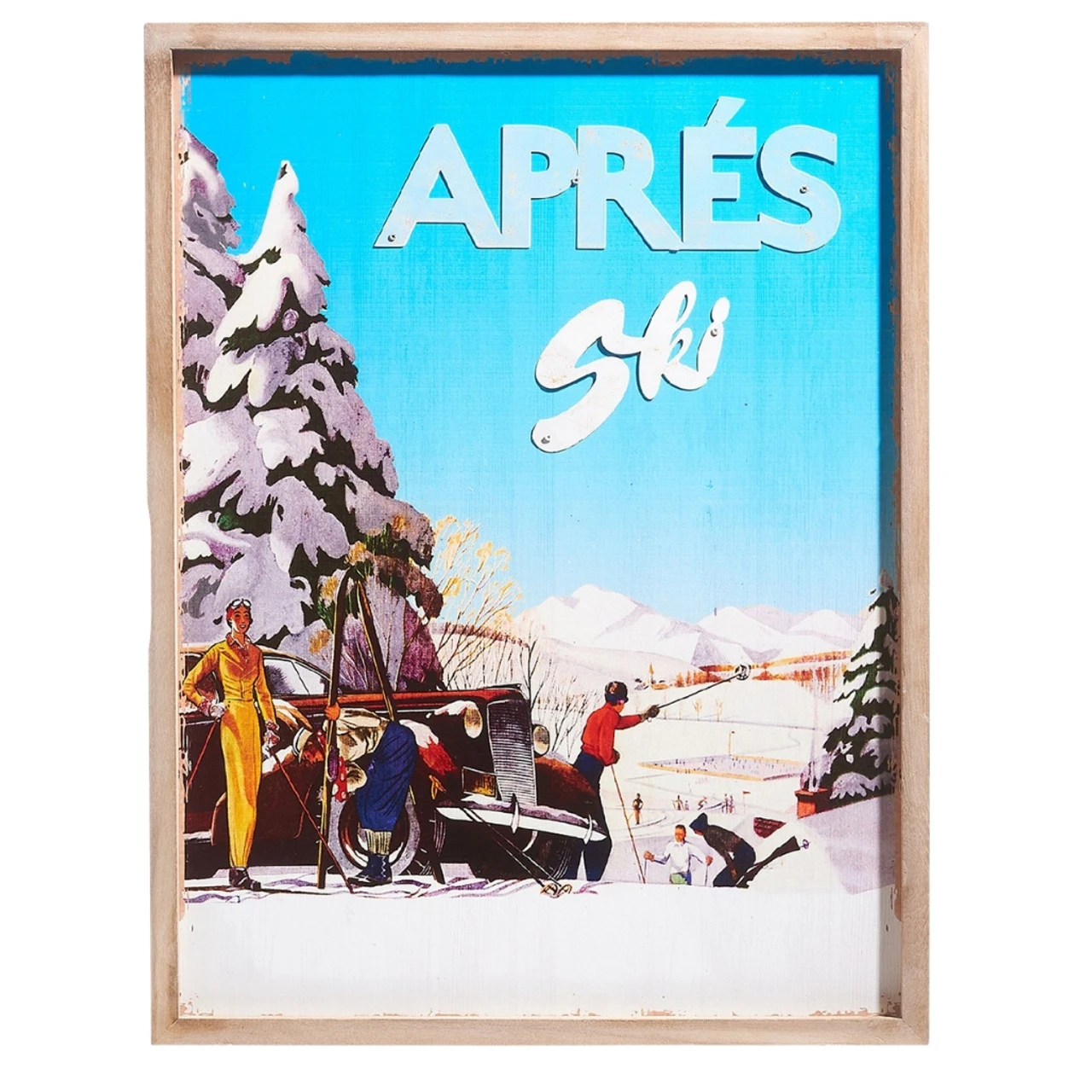 Vintage Retro Wall Ski Art Picture In Frame "Apres Ski" 3 Vintage Retro Wall Ski Art Picture In Frame "Apres Ski"