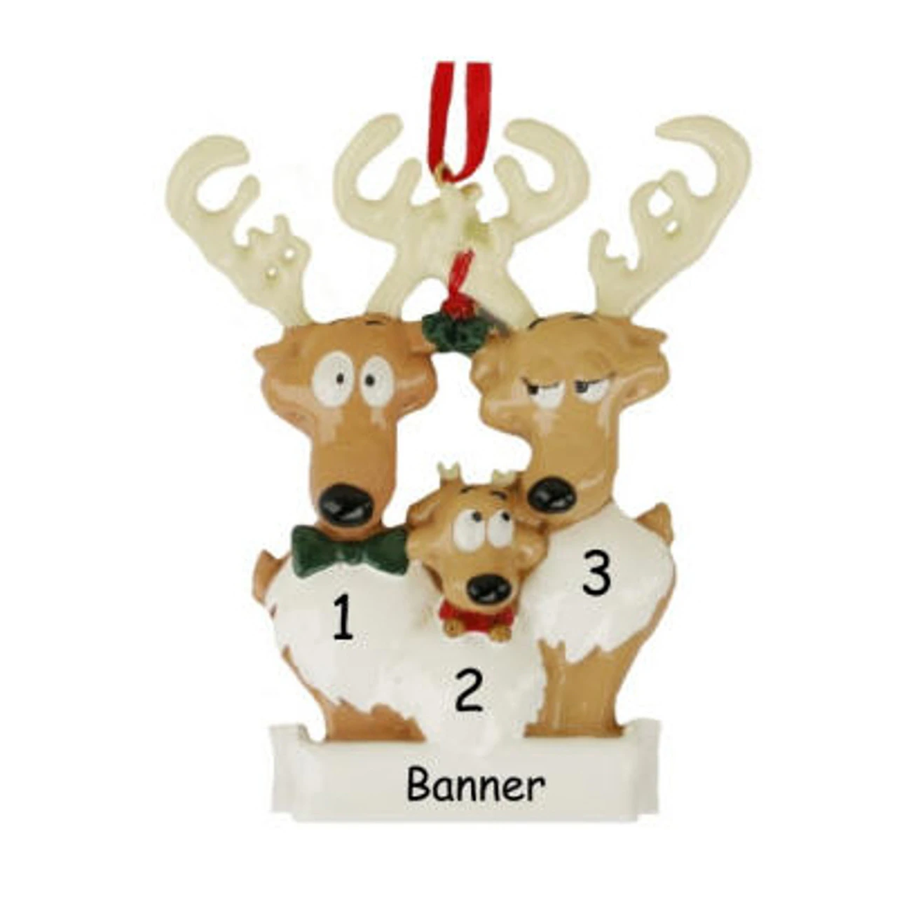 Personalized Reindeer Family Of 3 Ornament 3 Personalized Reindeer Family Of 3 Ornament