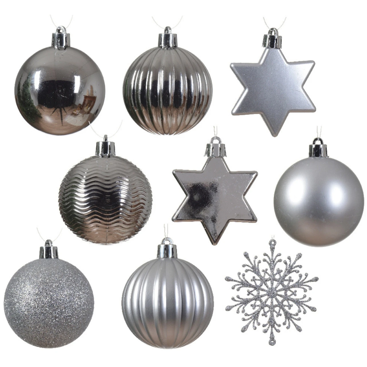 40 Piece Silver Shatterproof Ornament Set 4 40 Piece Silver Shatterproof Ornament Set - Image 2