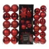 40 Piece Red Shatterproof Ornament Set -Finest Christmas Decoration 40 piece Red Shatterproof Christmas Ornament Set box 40029.1692900094
