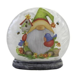 Stony Creek Pre-Lit Round Decorative Orb Light, Style Gnome With Bird House And Bees 7inch.
