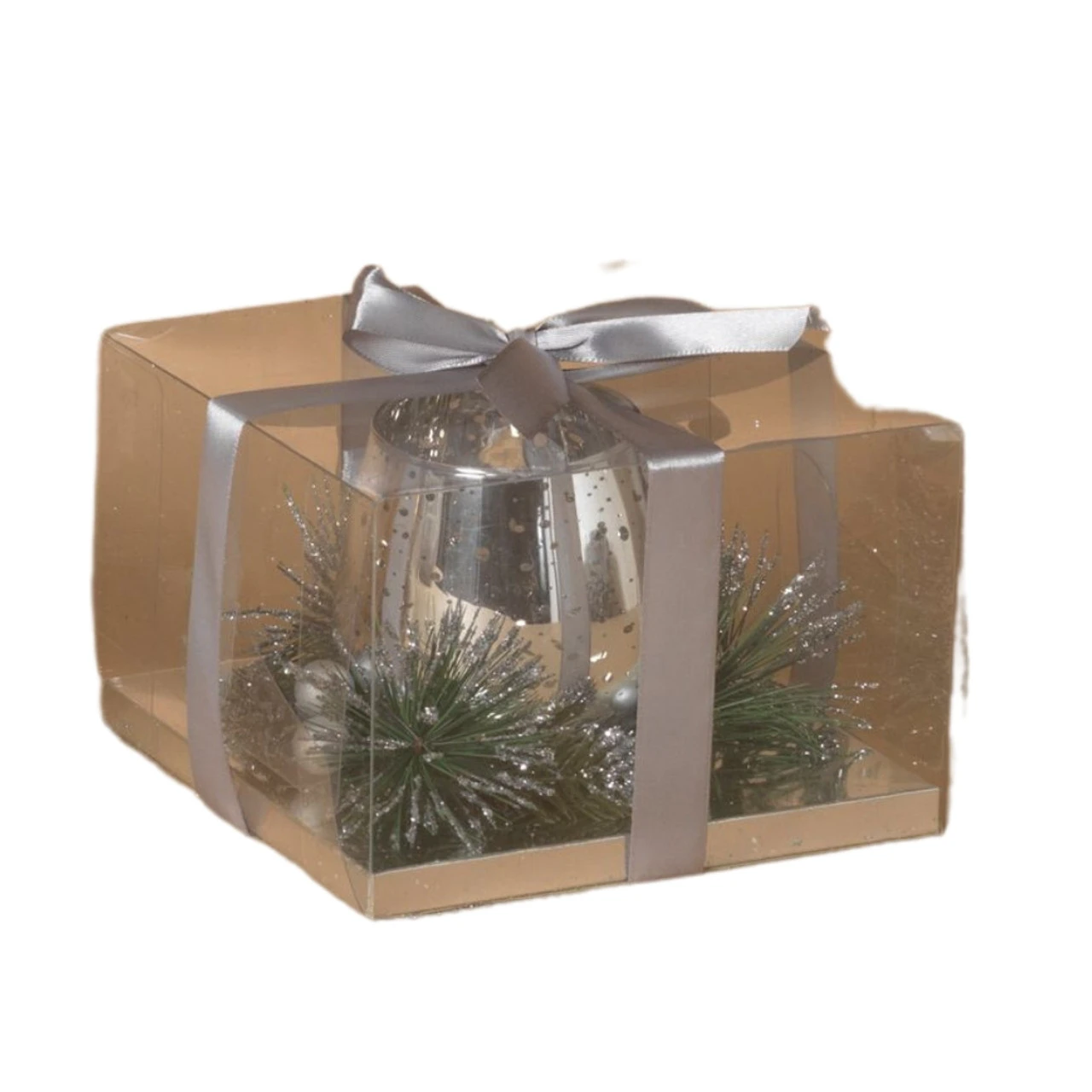 Silver Candleholder W/Pine 3 Silver Candleholder W/Pine