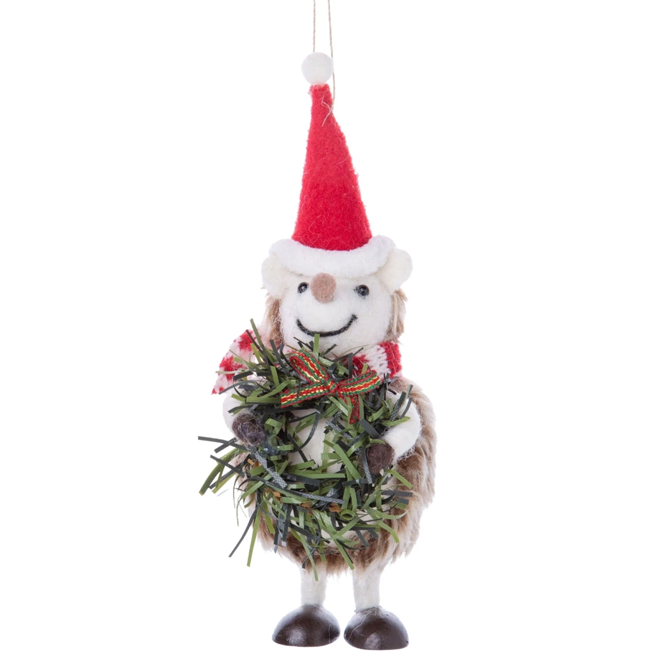 Felt Hedgehog Holding A Wreath Ornament 3 Felt Hedgehog Holding A Wreath Ornament