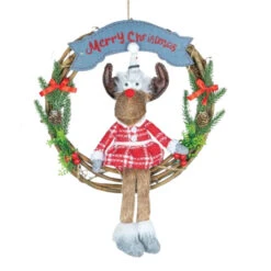 Girl Moose On Wreath Ornament