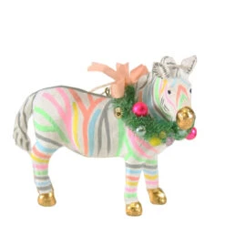 Cody Foster & Co - Pastel Zebra Blown Glass Ornament