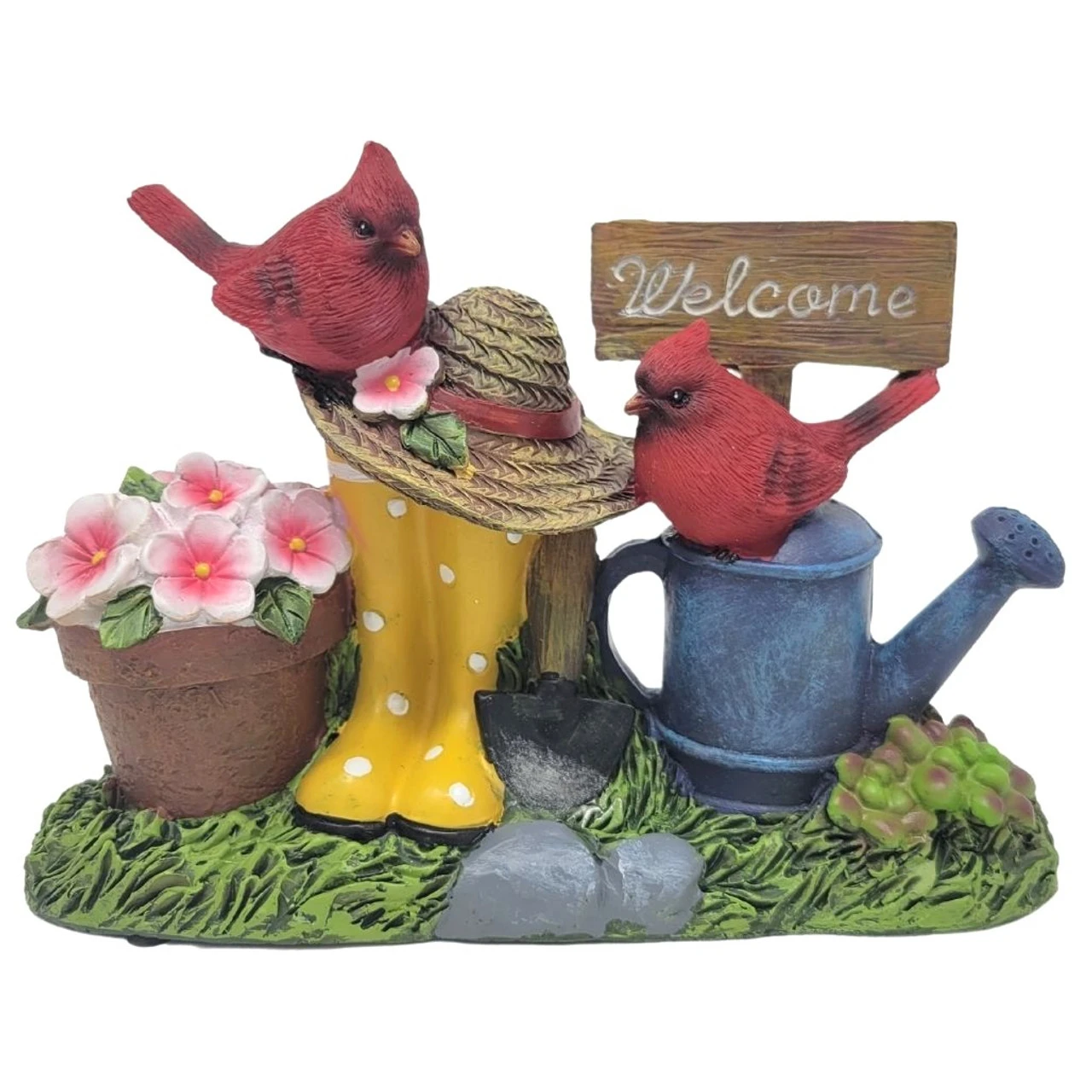 Cardinals On Garden Tools Figurine 3 Cardinals On Garden Tools Figurine