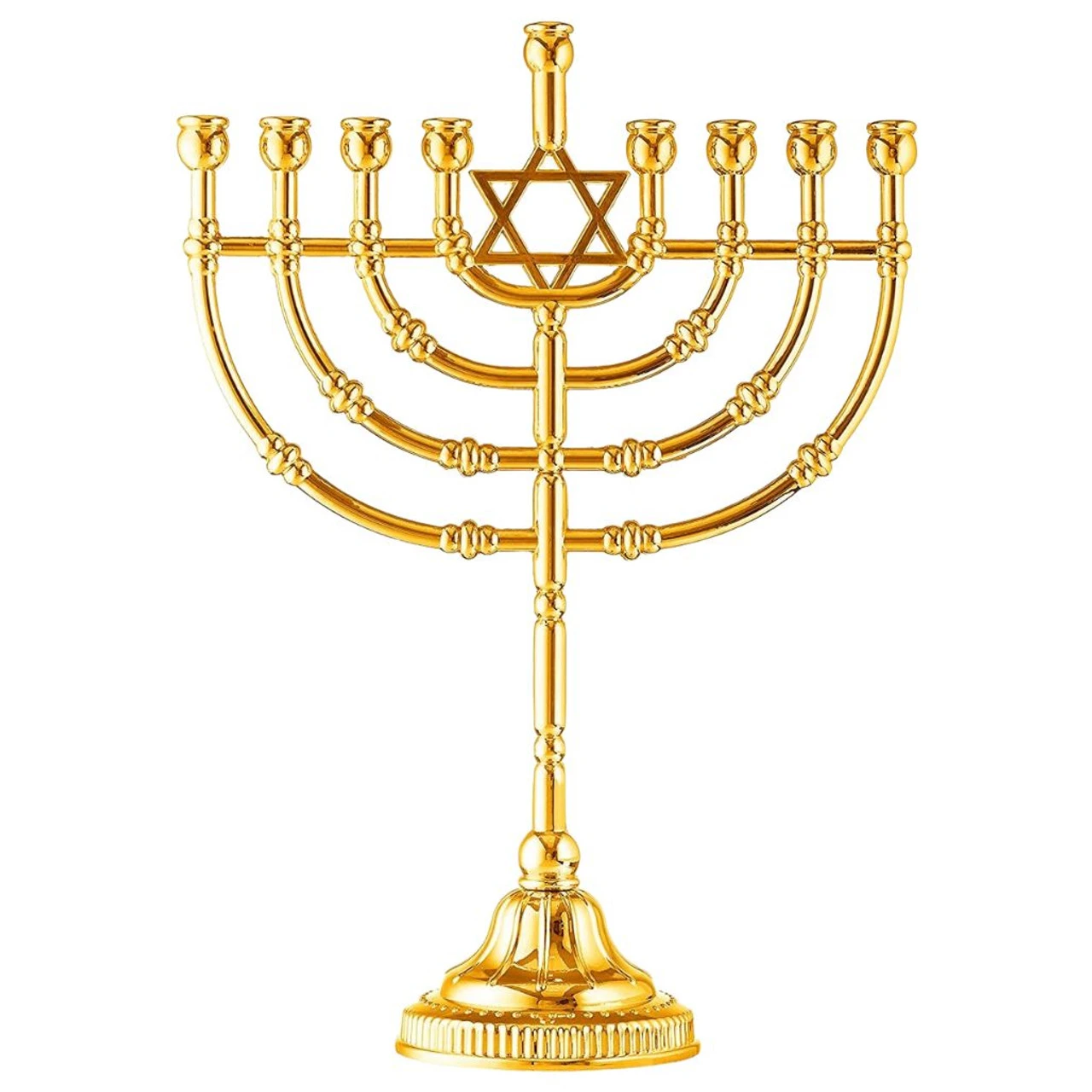 Gold Plated Candle Hannukah Menorah Traditional Star