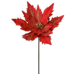 25" Gold Vein Poinsettia Stem