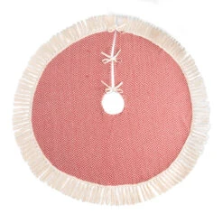 Red & Natural Herringbone Tree Skirt