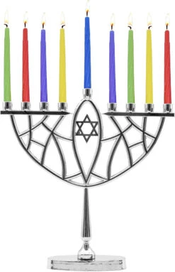 9" Menorah, Candles, Dreidel, Play Coins Hannukah Set Chrome -Finest Christmas Decoration 71epQebQxtL. AC SL1500 40591.1666346104