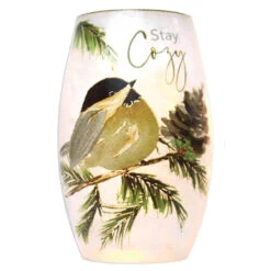 Small Stay Cozy Pinecone Lit Glass Vase