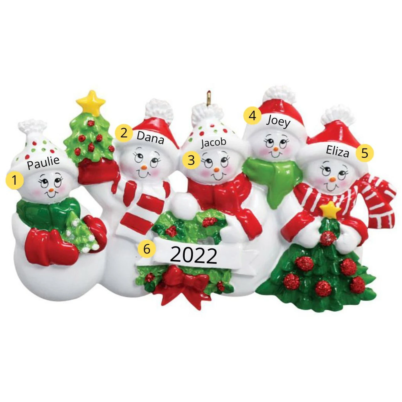 Personalized Snow Family Of 5 Ornament 4 Personalized Snow Family Of 5 Ornament - Image 2