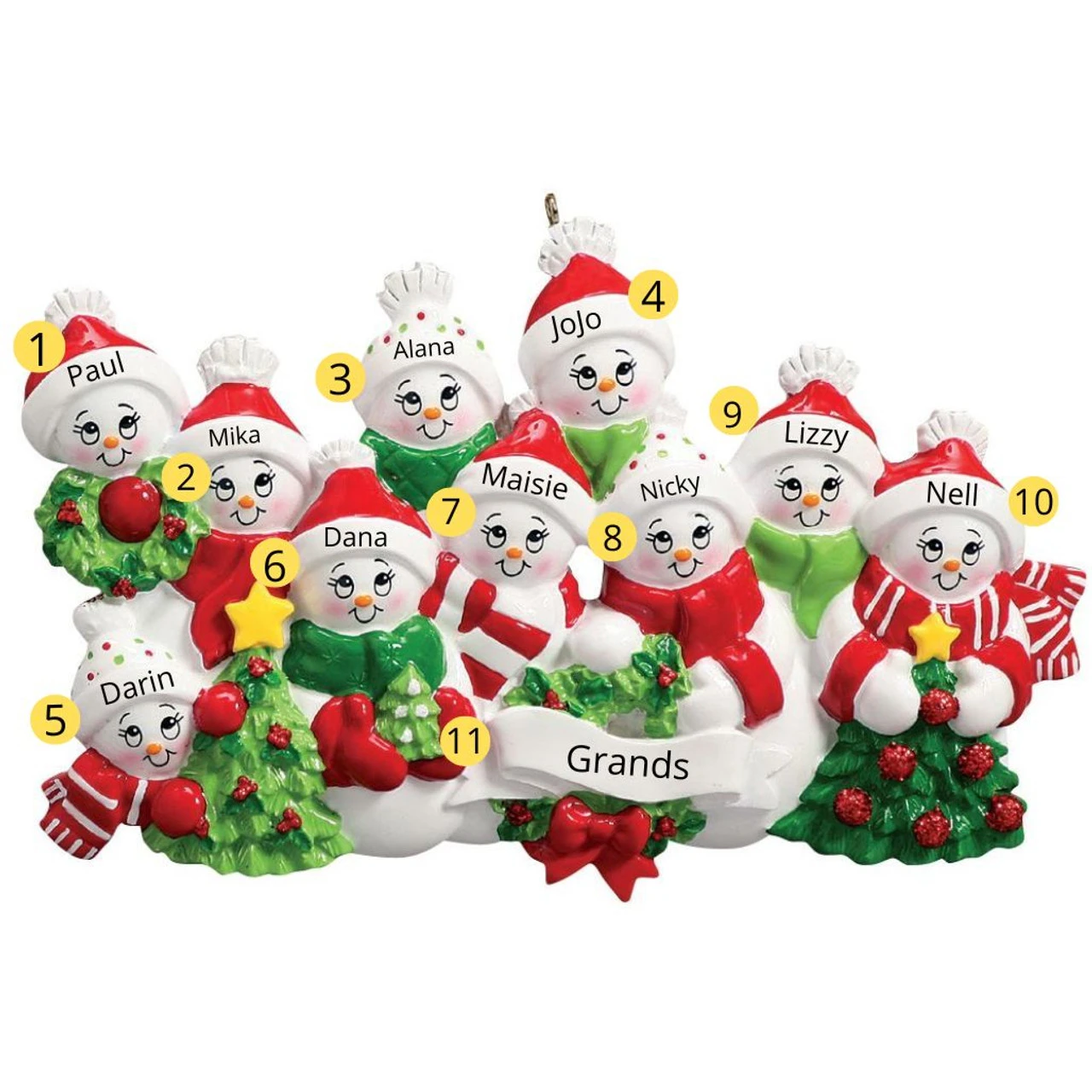Personalized Snow Family Of 10 Ornament 4 Personalized Snow Family Of 10 Ornament - Image 2