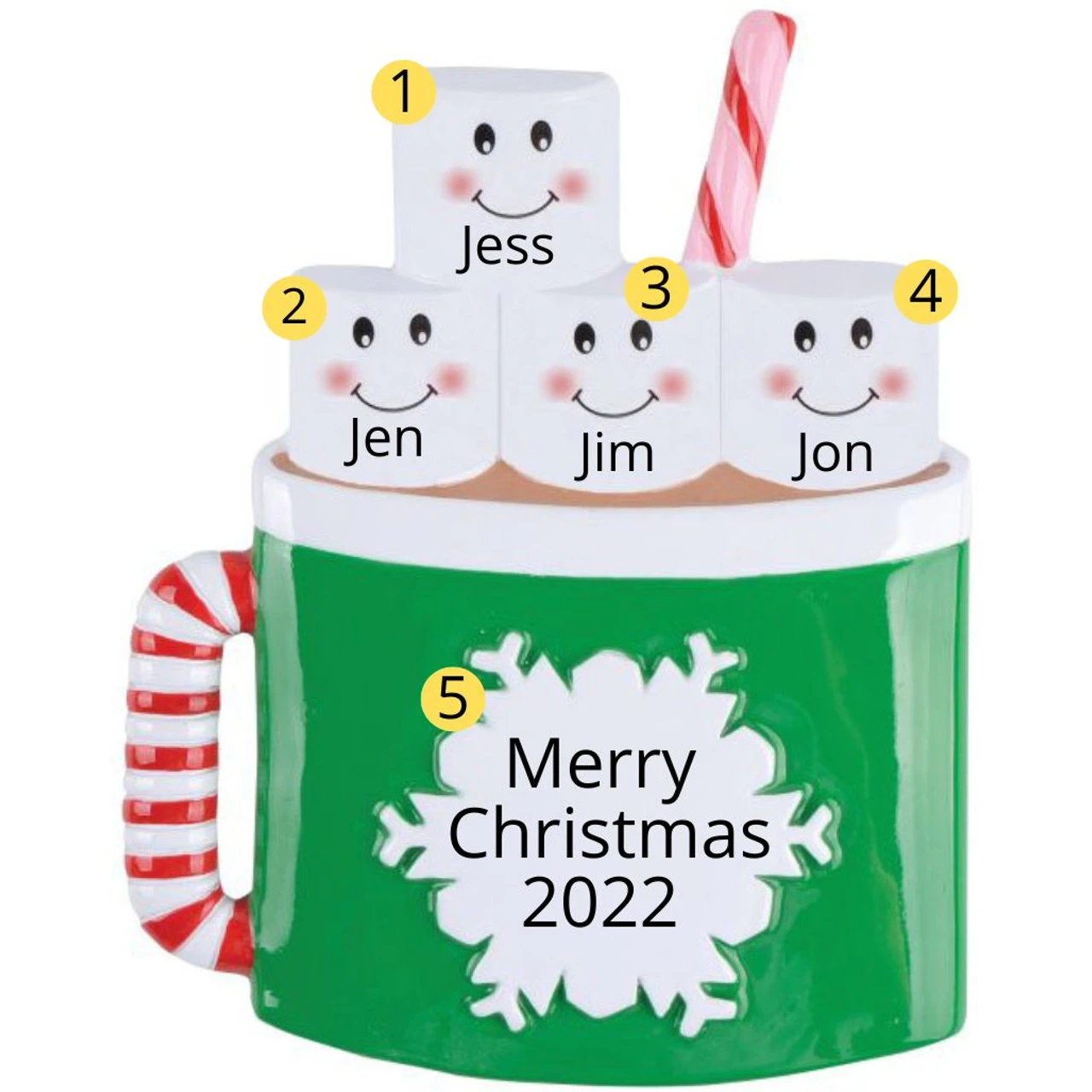 Personalized Family Of 4 Hot Cocoa Ornament 4 Personalized Family Of 4 Hot Cocoa Ornament - Image 2
