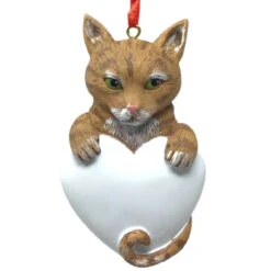 Orange Tabby Cat Ornament For Personalization
