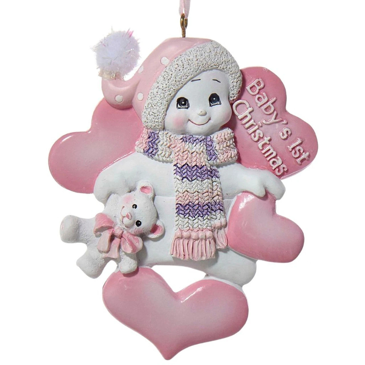 Kurt Adler Personalized Pink Baby's 1st Christmas Snowman Ornament 3 Kurt Adler Personalized Pink Baby's 1st Christmas Snowman Ornament
