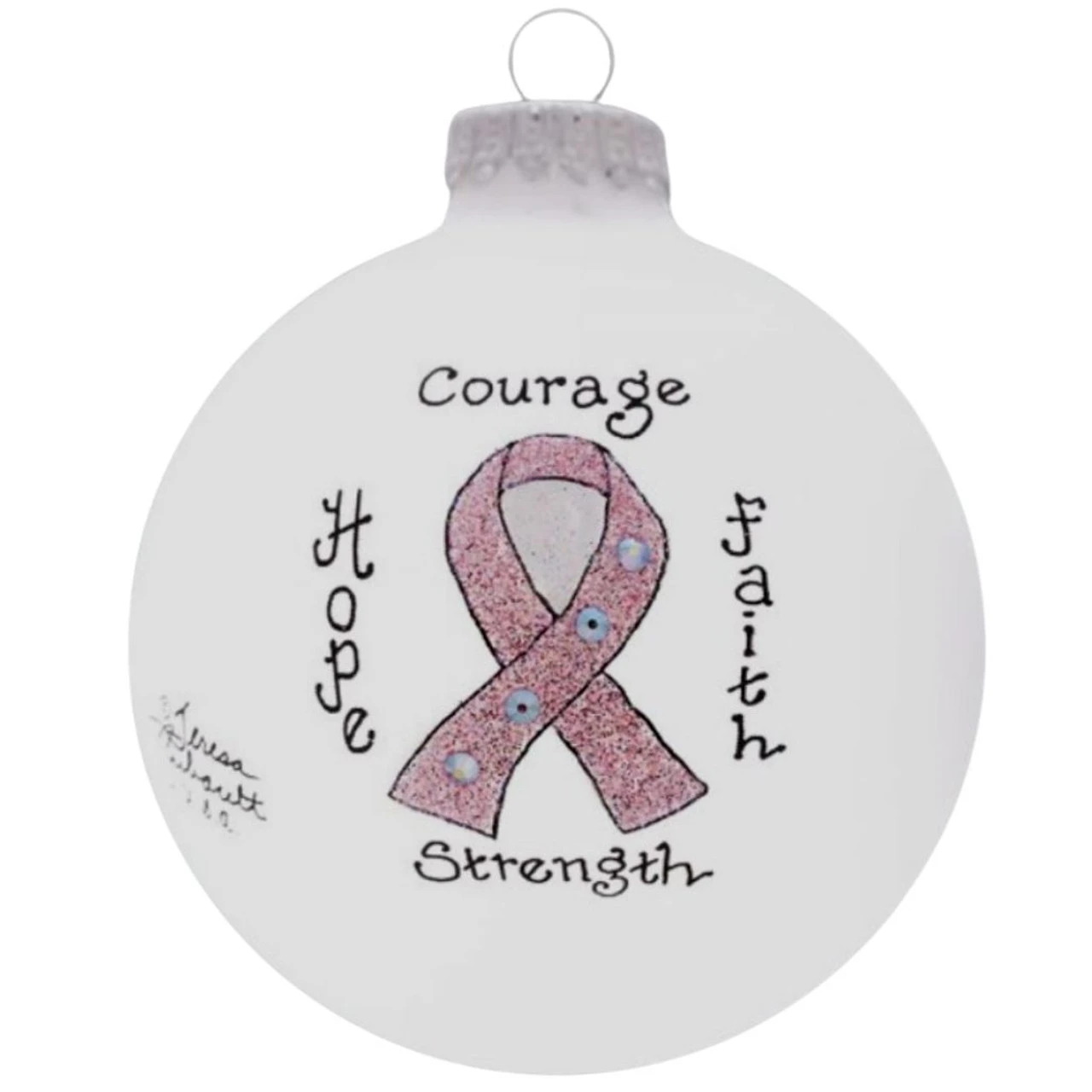 Heart Gifts By Teresa - Pink Ribbon Breast Cancer Ornament
