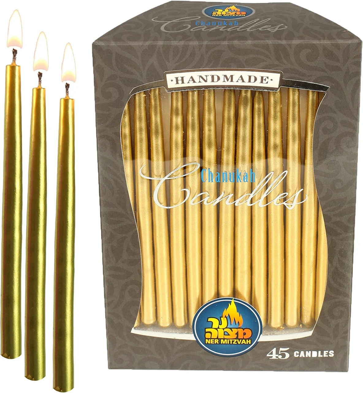 Gold Metallic Hannukah Menorah Candles Standard 3 Gold Metallic Hannukah Menorah Candles Standard