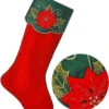 25" Red And Green Velvet Embroidered Poinsettia And Holly Christmas Stocking -Finest Christmas Decoration 81q4HK6JTGL. AC SL1500 42892.1603390202