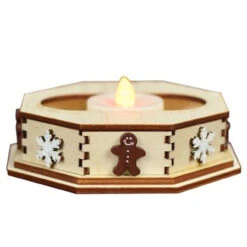 4.25" Ginger Cottages Snowflake Wooden Christmas Tealight Display For Christmas