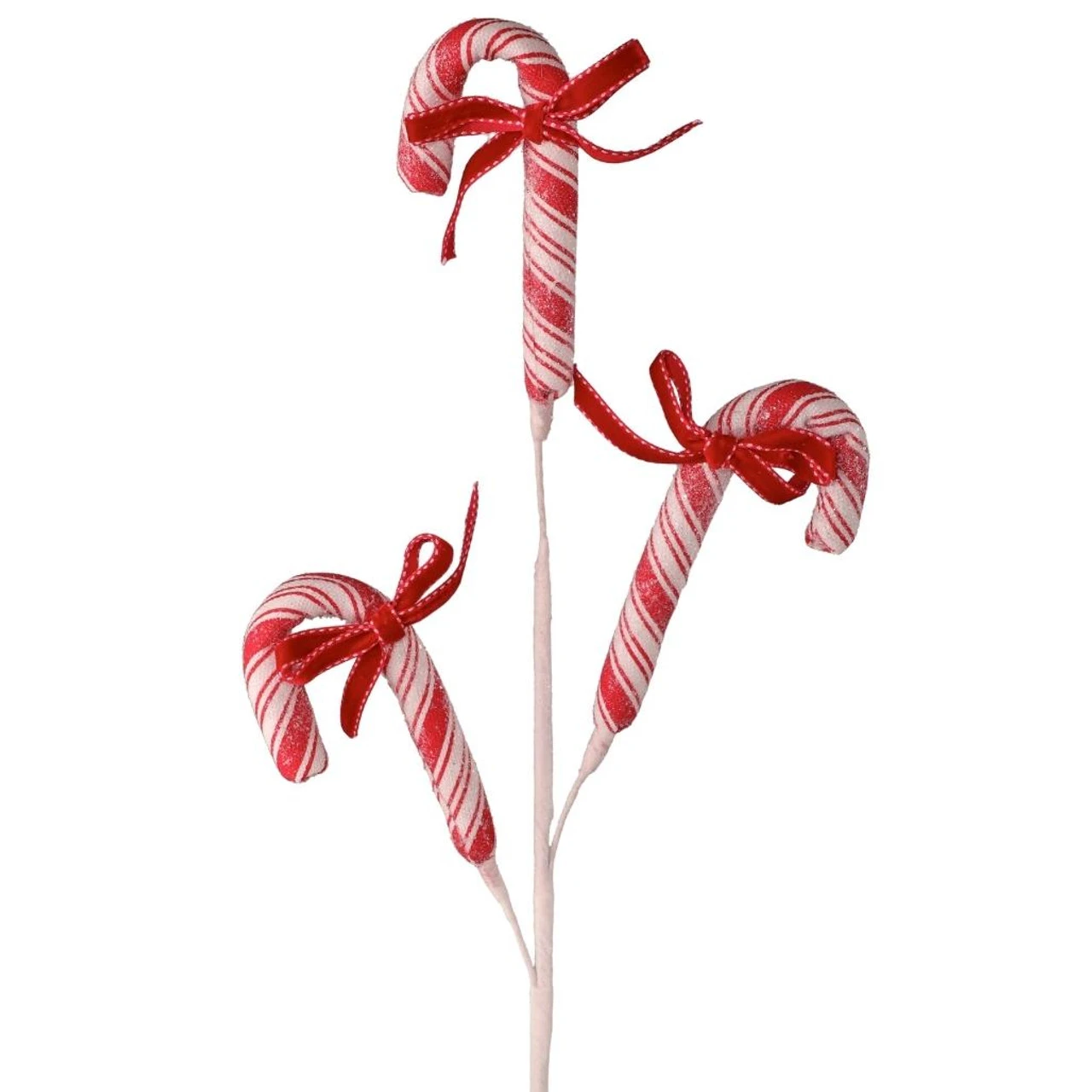 26" Frost Peppermint Candycane With Bow Spray 3 26" Frost Peppermint Candycane With Bow Spray