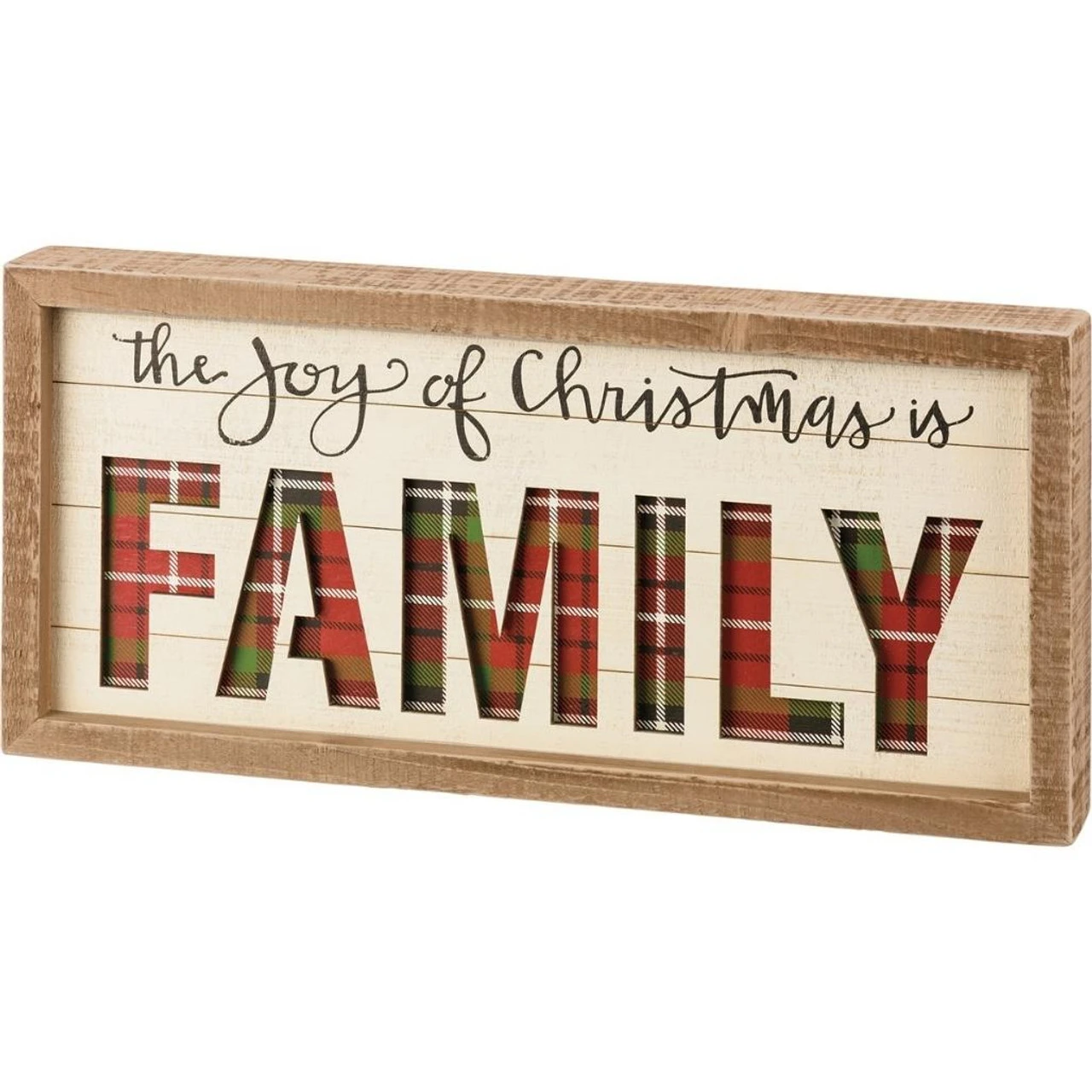 Inset Slat Box Sign - Joy Of Christmas Is Family 3 Inset Slat Box Sign - Joy Of Christmas Is Family