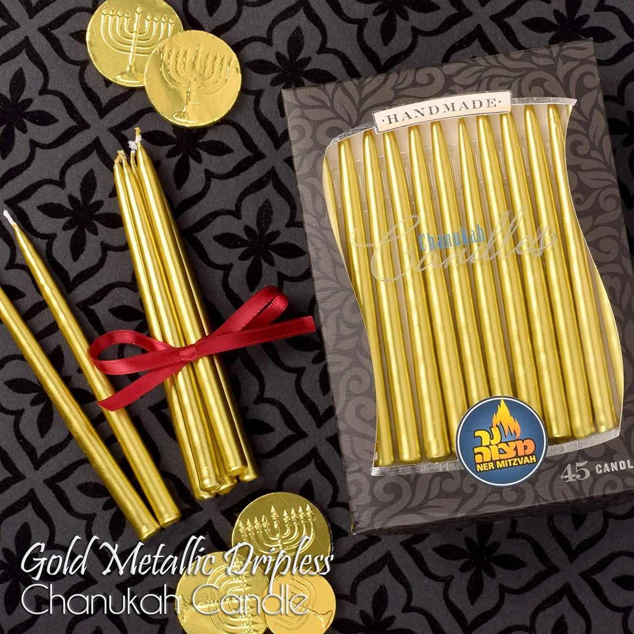 Gold Metallic Hannukah Menorah Candles Standard 4 Gold Metallic Hannukah Menorah Candles Standard - Image 2