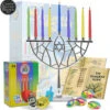 9" Menorah, Candles, Dreidel, Play Coins Hannukah Set Chrome -Finest Christmas Decoration 91qh0m2lu7L. AC SL1500 11596.1666346099