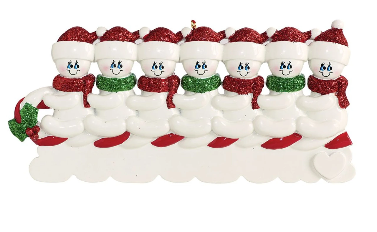 Personalized 7 Snowmen On A Tobbogan Ornament 3 Personalized 7 Snowmen On A Tobbogan Ornament