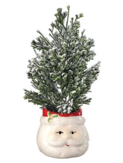 10.5" Frosted Cedar Tree In Santa Container