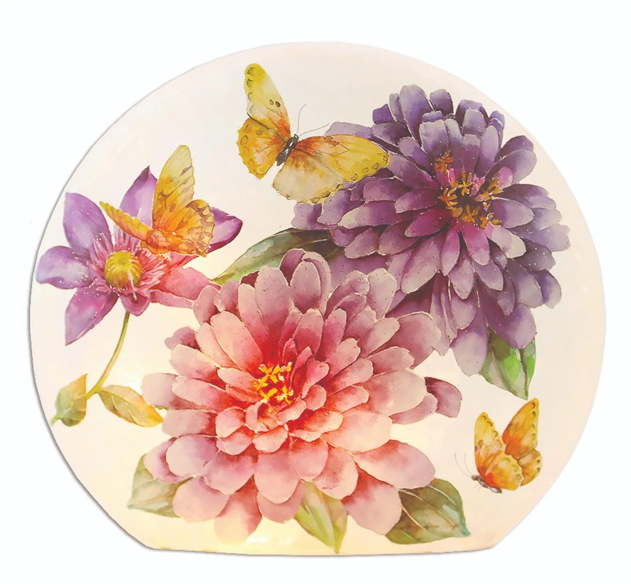 Stony Creek - Round Shaped Decorative Light - Hand-Painted With Butterflies And Purple Flowers 3 Stony Creek - Round Shaped Decorative Light - Hand-Painted With Butterflies And Purple Flowers