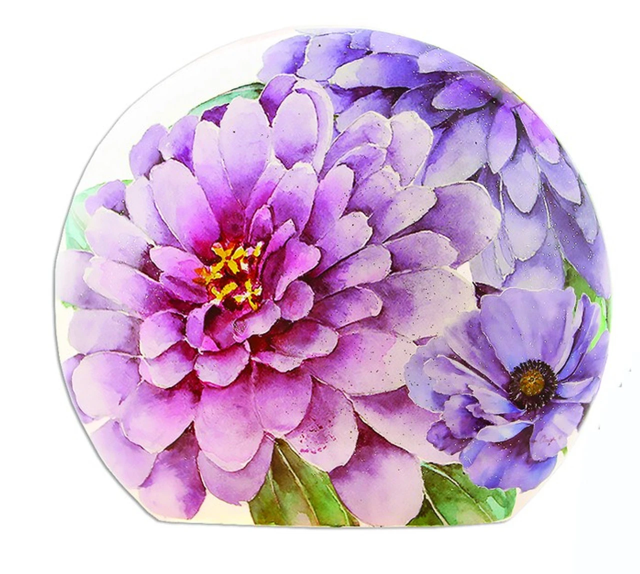 Stony Creek - Round Shaped Decorative Light - Handpainted With Purple Flowers 3 Stony Creek - Round Shaped Decorative Light - Handpainted With Purple Flowers