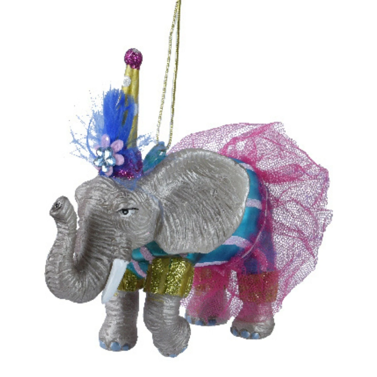 Blown Glass Circus Elephant Ornament 3 Blown Glass Circus Elephant Ornament