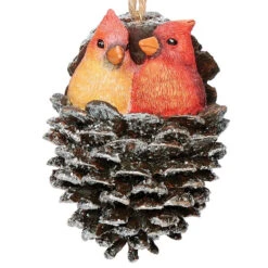 Cardinals In A Pinecone Ornament