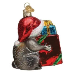Christmas Racoon With Presents Bandit Blown Glass Ornament -Finest Christmas Decoration Christmas Bandit Ornament back 79163.1679685380