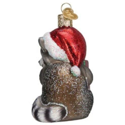 Christmas Racoon With Presents Bandit Blown Glass Ornament -Finest Christmas Decoration Christmas Bandit Ornament side 10226.1679685137