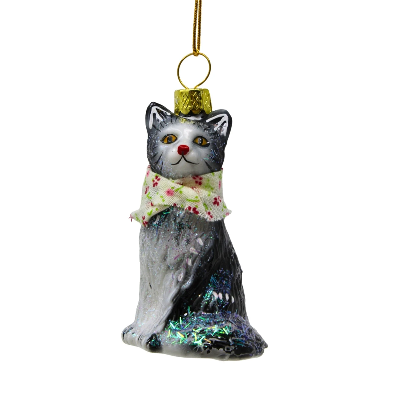 Cody Foster Kitten With Flower Ribbon Blown Glass Ornament 3 Cody Foster Kitten With Flower Ribbon Blown Glass Ornament