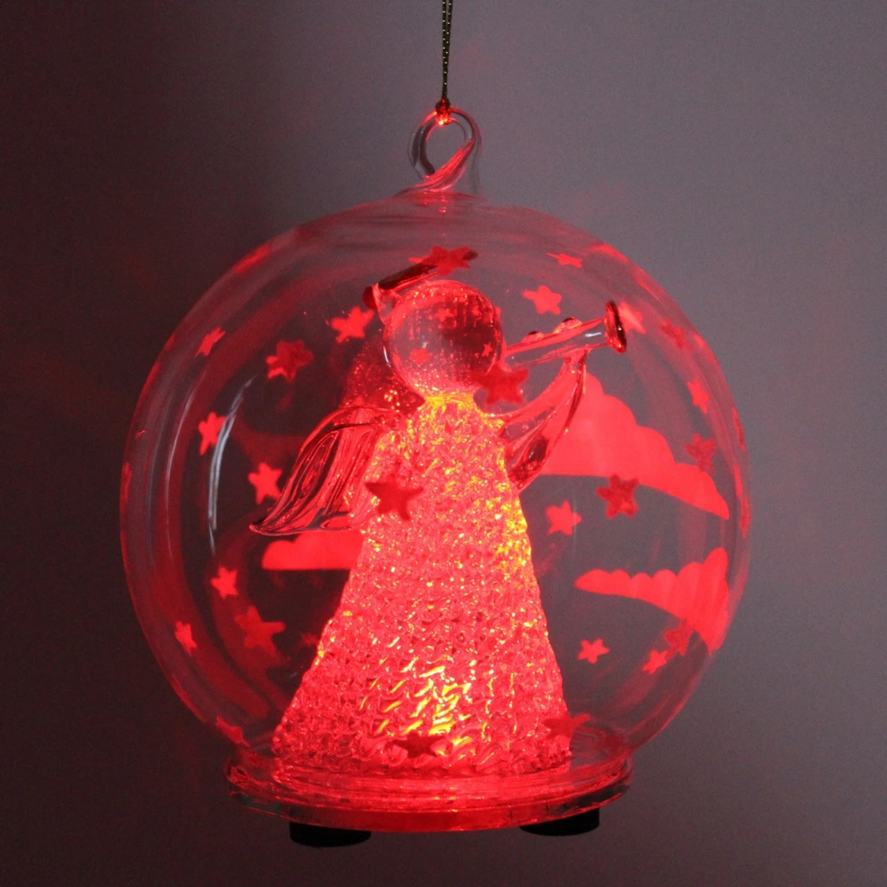 Color Changing LED Angel Blowing Horn Glass Globe - Image 6