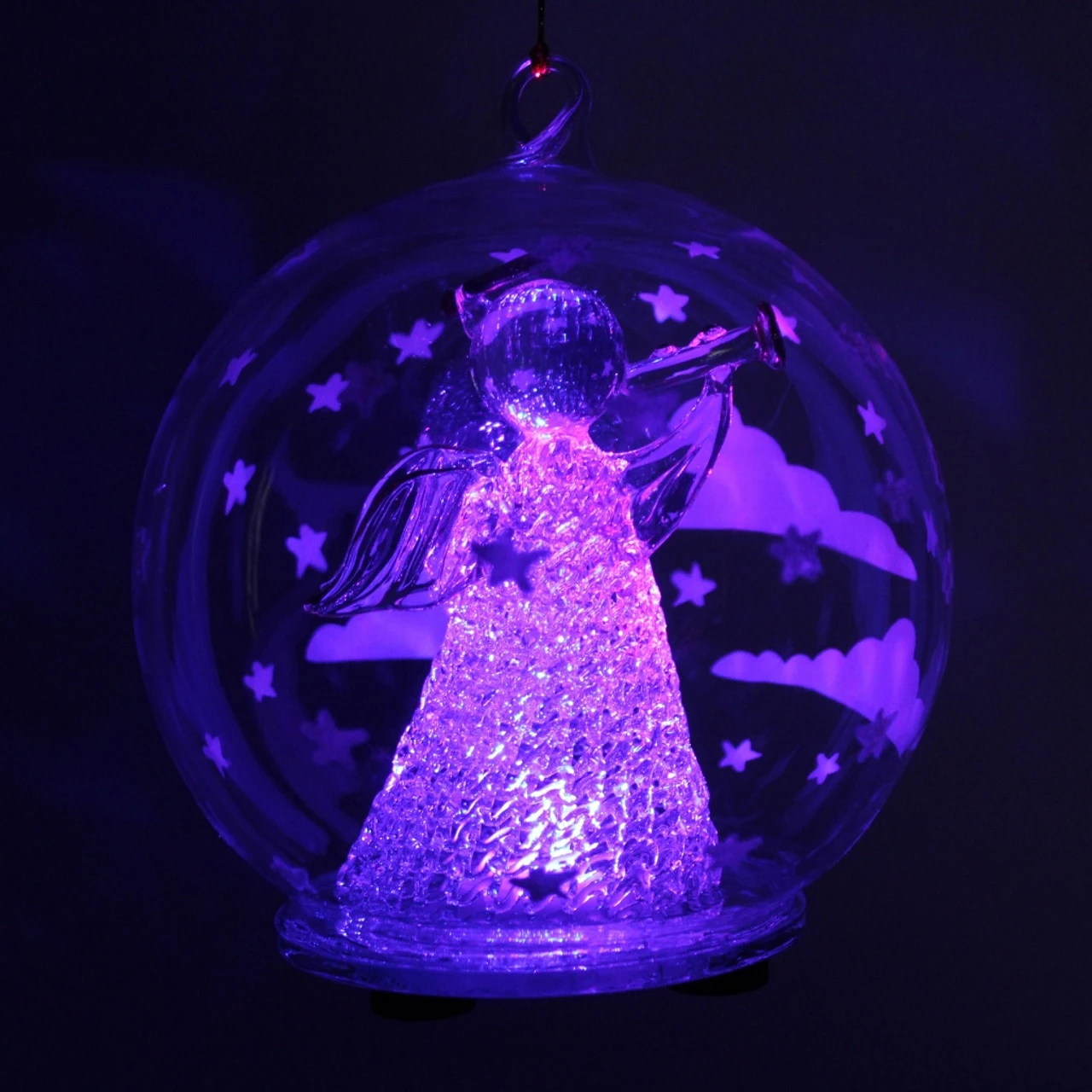 Color Changing LED Angel Blowing Horn Glass Globe - Image 5