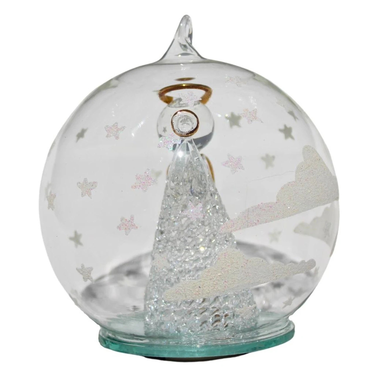 Color Changing LED Angel Blowing Horn Glass Globe - Image 2