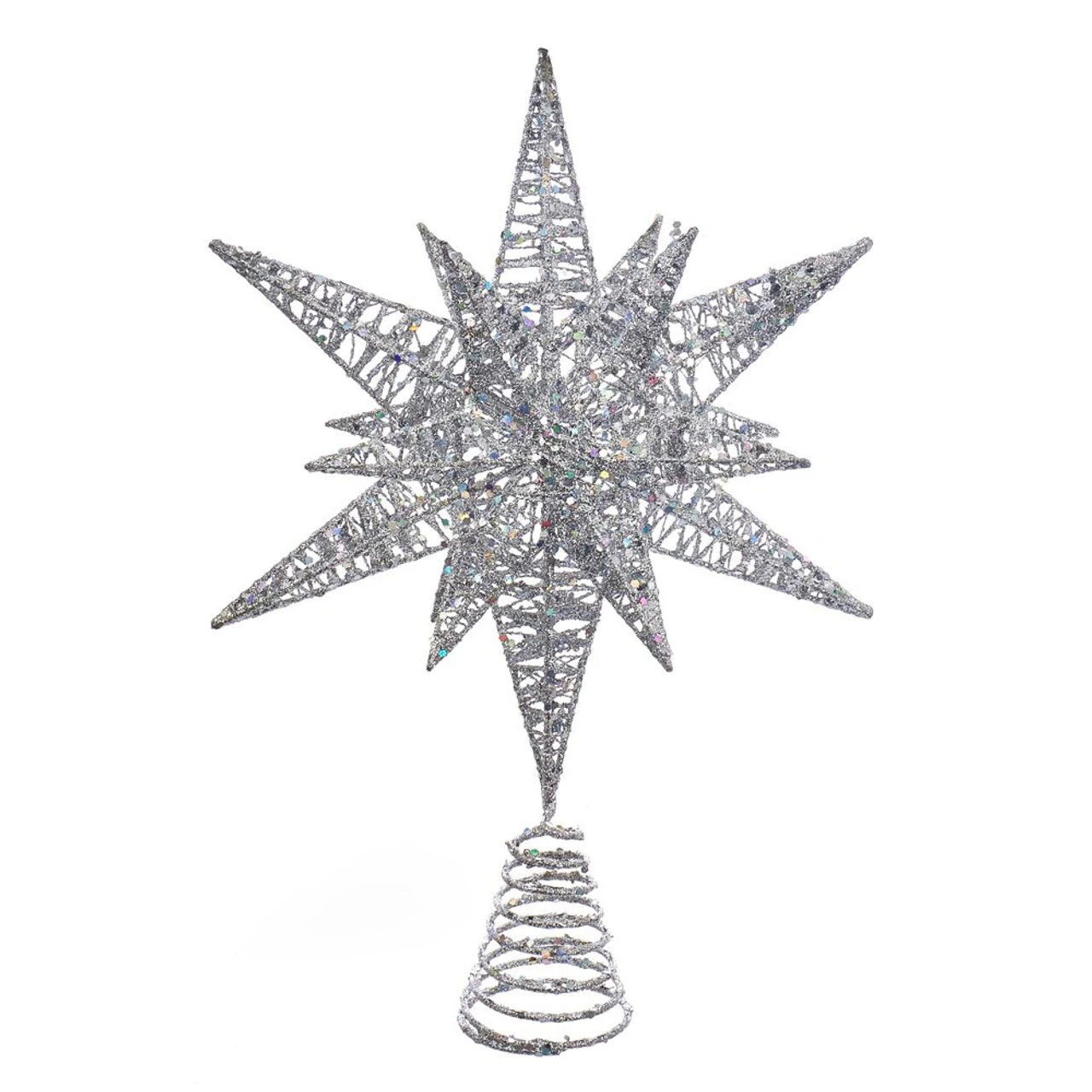 Silver Glitter Star Tree Topper 3 Silver Glitter Star Tree Topper