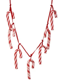 46" Frost Peppermint Candy Cane Garland