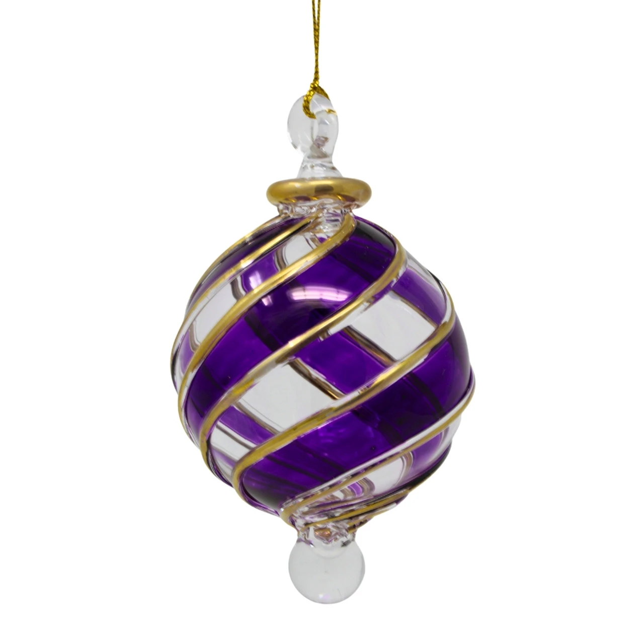 Egyptian Museum Purple And Gold Striped Ball Ornament 3 Egyptian Museum Purple And Gold Striped Ball Ornament