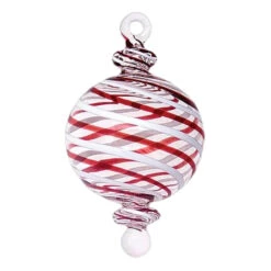 Egyptian Museum Red And White Striped Ball Ornament