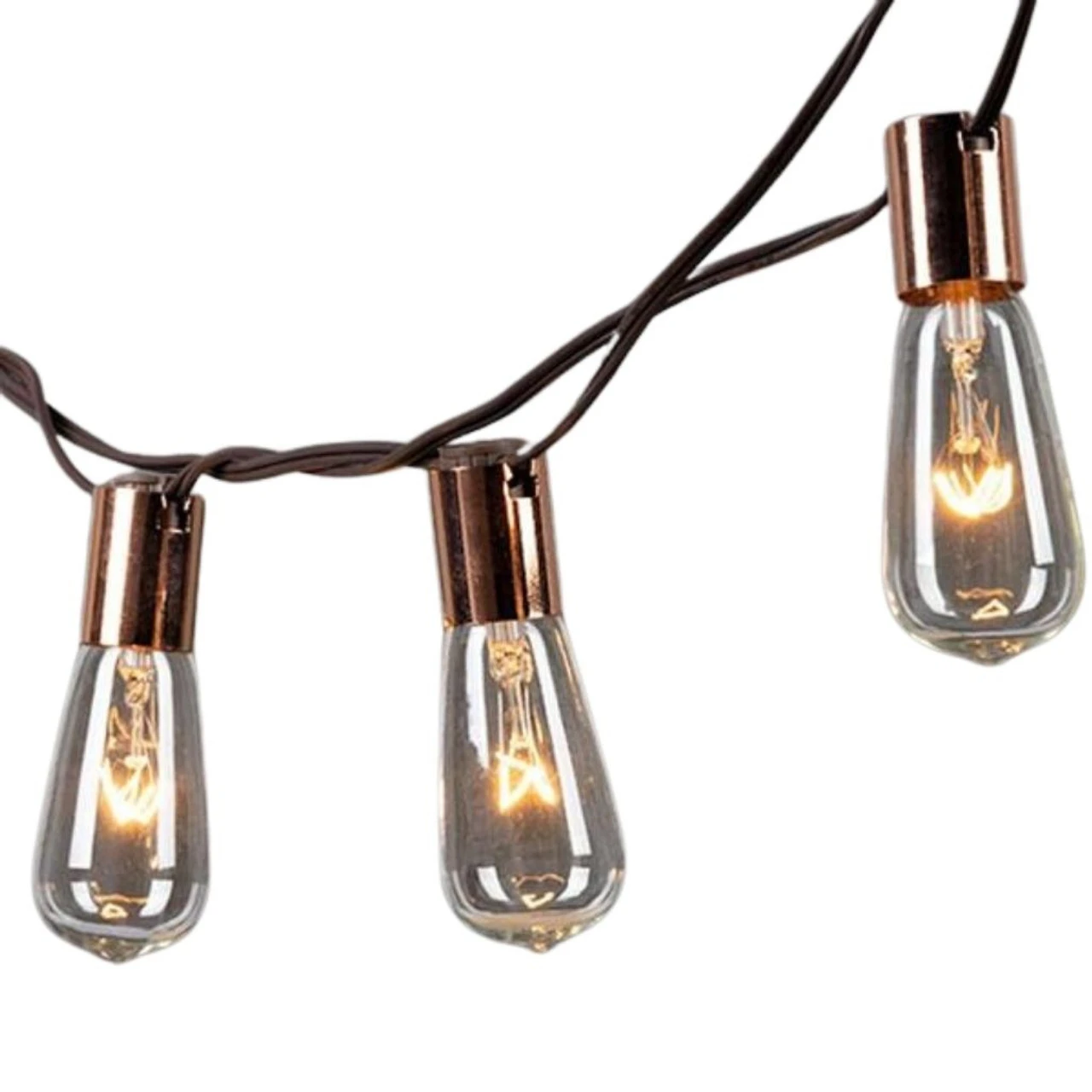 10 Incandescent Bulbs Brown Wire String Light Set 3 10 Incandescent Bulbs Brown Wire String Light Set