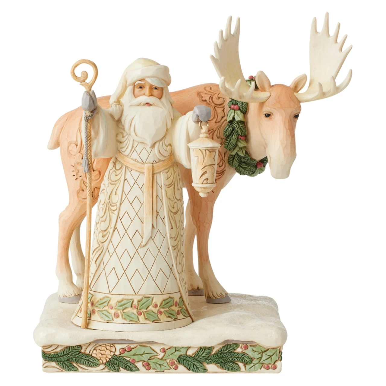 Jim Shore - Heartwood Creek - White Woodland Santa With Moose Figurine 3 Jim Shore - Heartwood Creek - White Woodland Santa With Moose Figurine